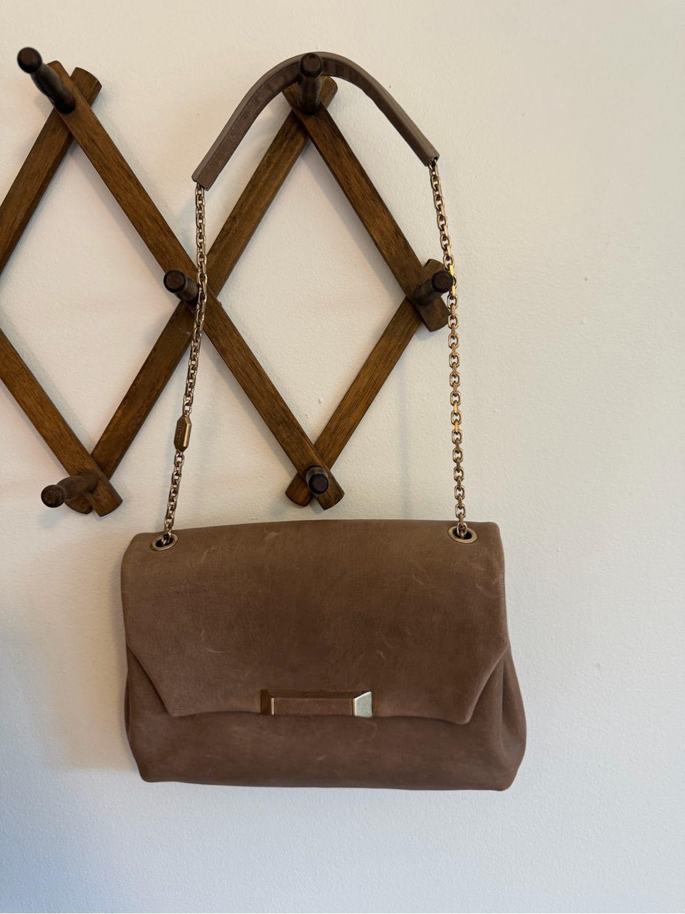 Stewart Weitzman Shoulder Bag in Taupe (made in Italy)